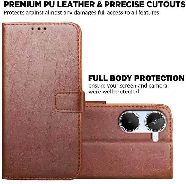 Brown_Artificial_Leather_Realme_10_Back_Cover