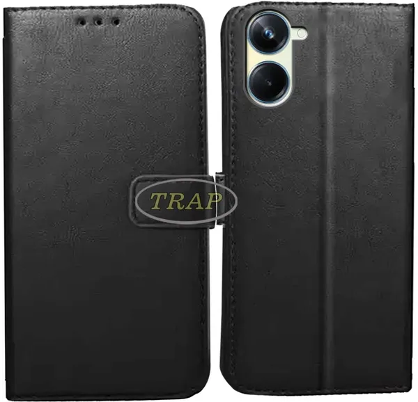 Black_Artificial_Leather_Realme_10_Pro_5G_Back_Cover