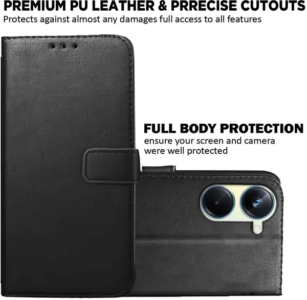 Black_Artificial_Leather_Realme_10_Pro_5G_Back_Cover