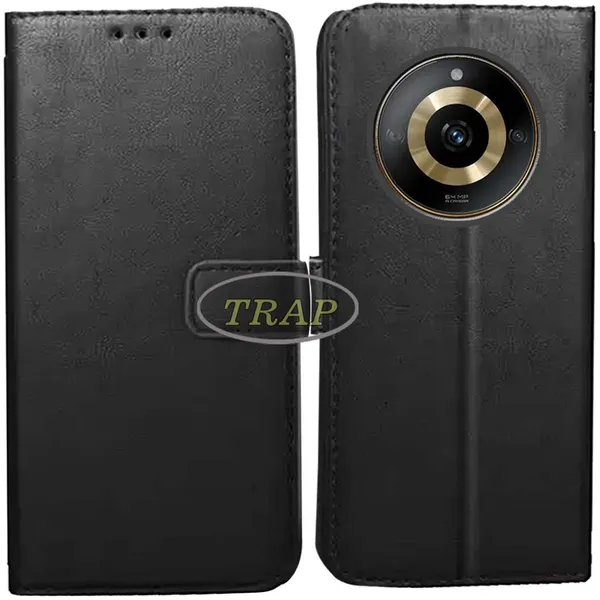 Black_Artificial_Leather_Realme_11_5G_Flip_Cover