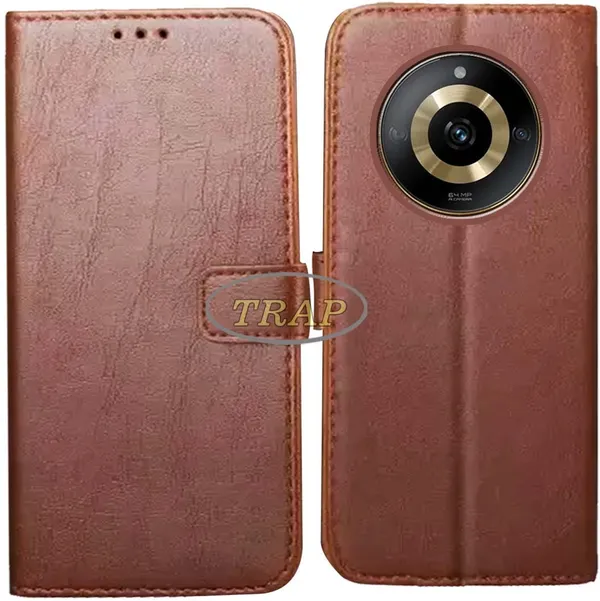 Brown_Artificial_Leather_Realme_11_5G_Flip_Cover