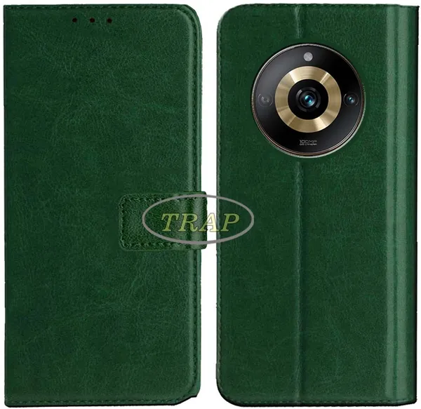Green_Artificial_Leather_Realme_11_Pro_5G_Flip_Cover