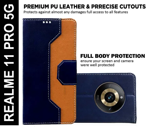 Multicolor_Artificial_Leather_Realme_11_Pro_5G_Flip_Cover