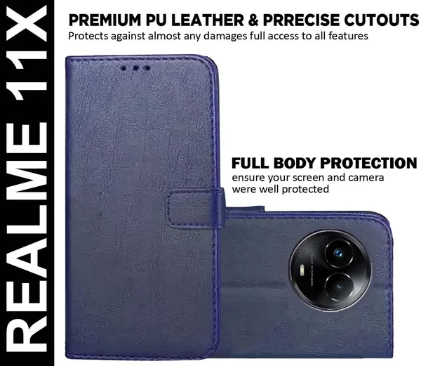 Blue_Artificial_Leather_Realme_11X&C67&Narzo_60x_Back_Cover