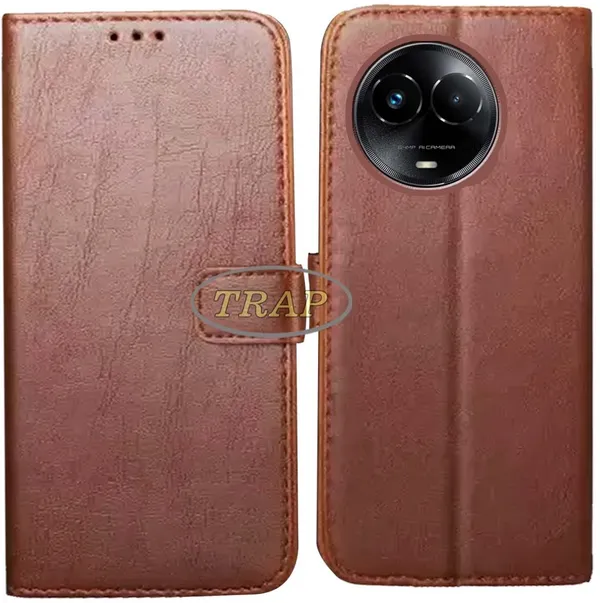 Brown_Artificial_Leather_Realme_11X_Back_Cover