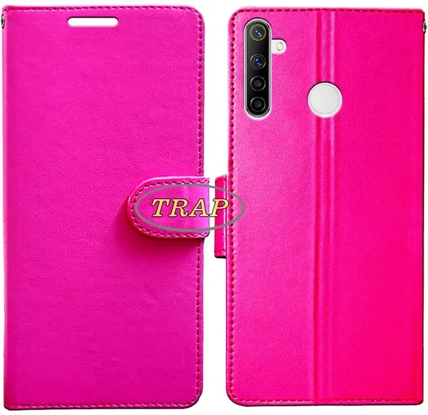 Pink_Artificial_Leather_Realme_5_Back_Cover