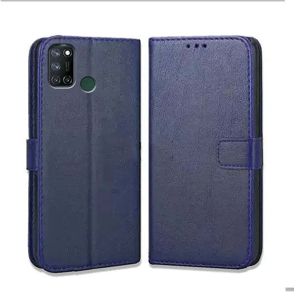 Blue_Leather_Oppo_Realme_7i_Flip_Cover