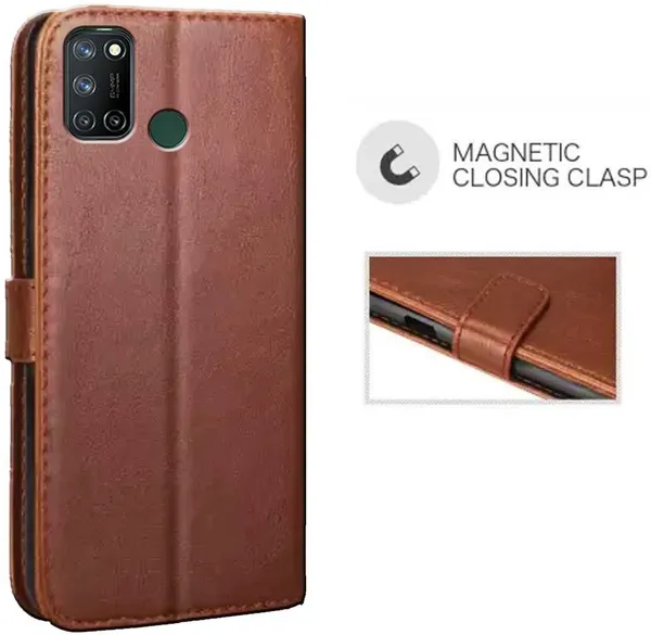 Brown_Leather_Oppo_Realme_7i_Flip_Cover