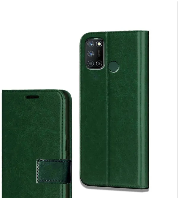 Green_Leather_Realme_7i_Flip_Cover