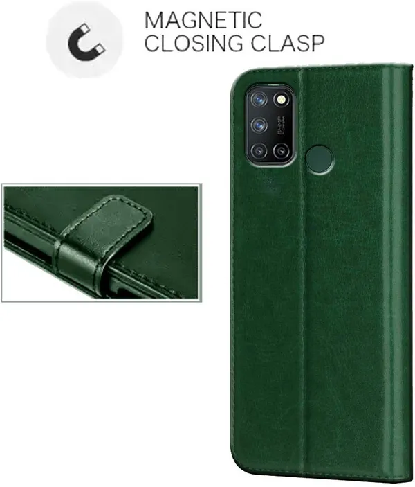 Green_Leather_Realme_7i_Flip_Cover