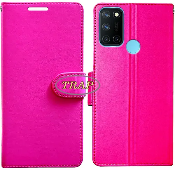 Pink_Artificial_Leather_Realme_7i_Back_Cover