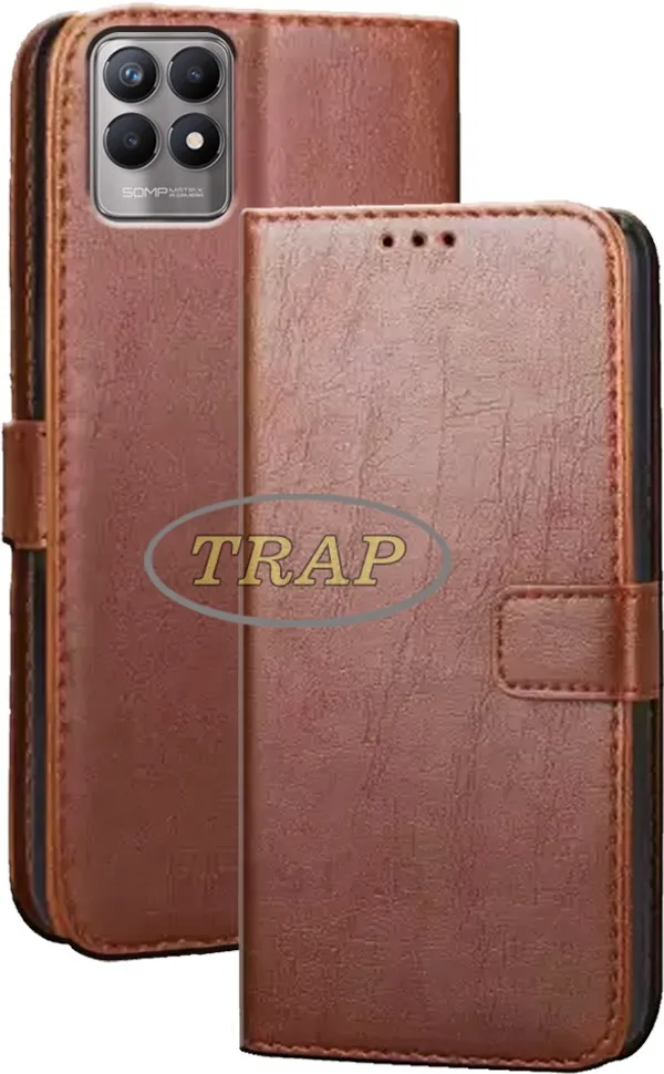 Brown_Artificial_Leather_Realme_8i_Back_Cover