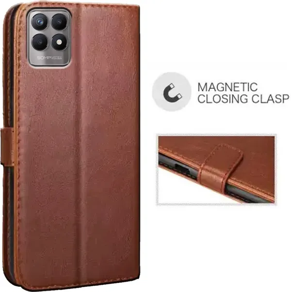 Brown_Artificial_Leather_Realme_8i_Back_Cover