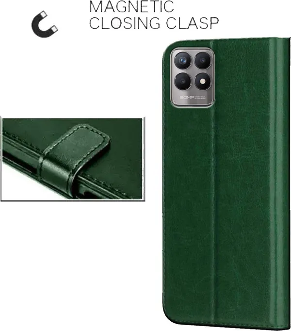 Green_Artificial_Leather_Realme_8i_Back_Cover