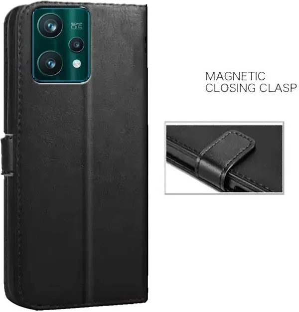 Black_Artificial_Leather_Realme_9_Pro_5G_Back_Cover
