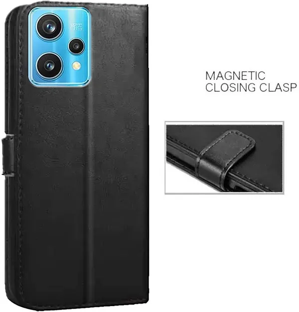 Black_Artificial_Leather_Realme_9_Pro_Plus_Back_Cover