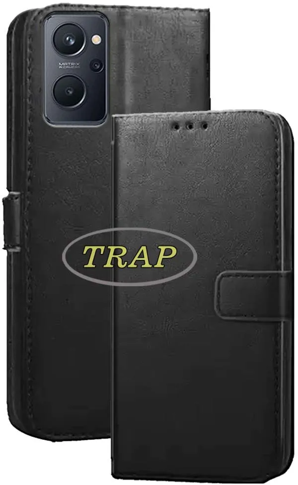 Black_Artificial_Leather_Realme_9i_Back_Cover