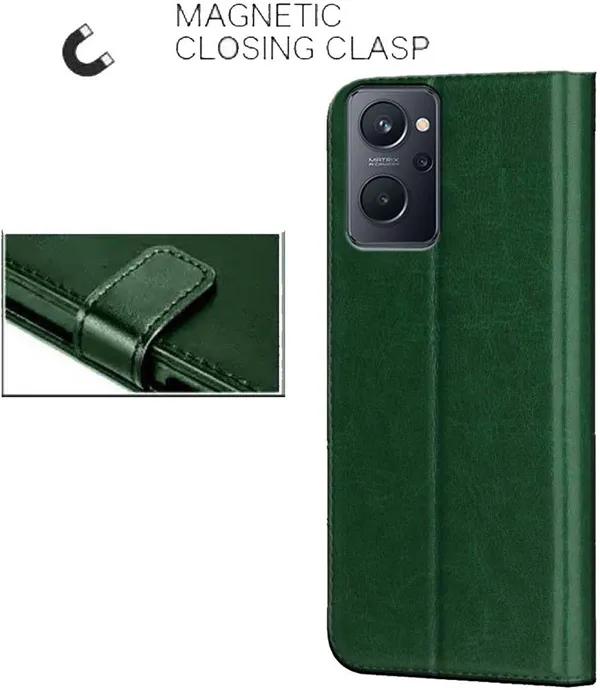 Green_Artificial_Leather_Realme_9i_Back_Cover