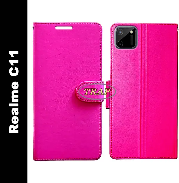 Pink_Artificial_Leather_Realme_C11_Back_Cover