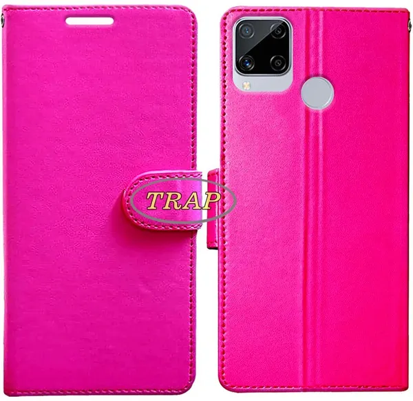 Pink_Artificial_Leather_Realme_C15_Back_Cover