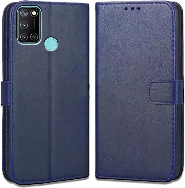 Blue_Leather_Realme_C17_Flip_Cover