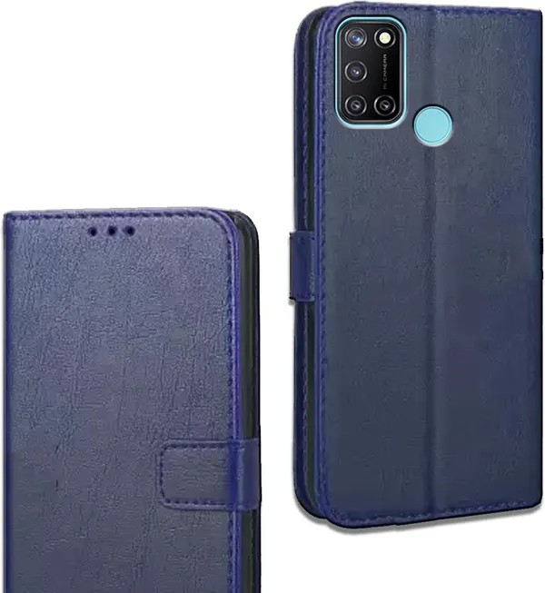 Blue_Leather_Realme_C17_Flip_Cover