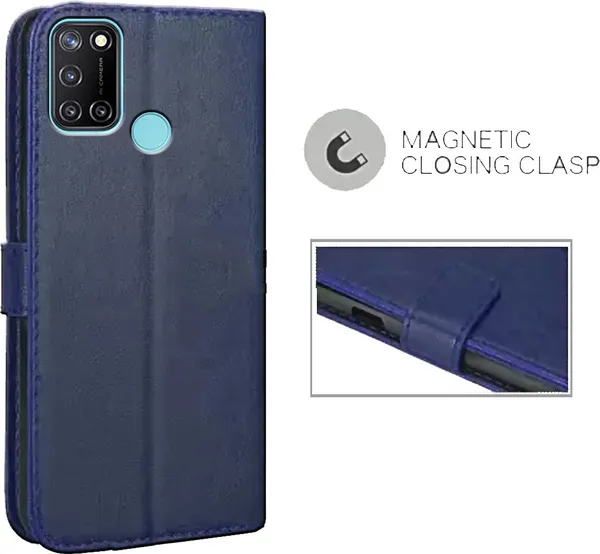 Blue_Leather_Realme_C17_Flip_Cover