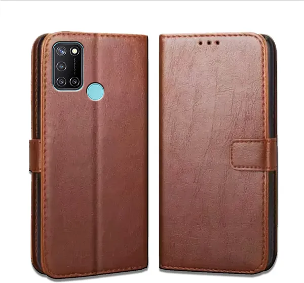 Brown_Leather_Realme_C17_Flip_Cover