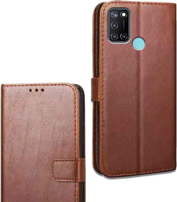 Brown_Leather_Realme_C17_Flip_Cover