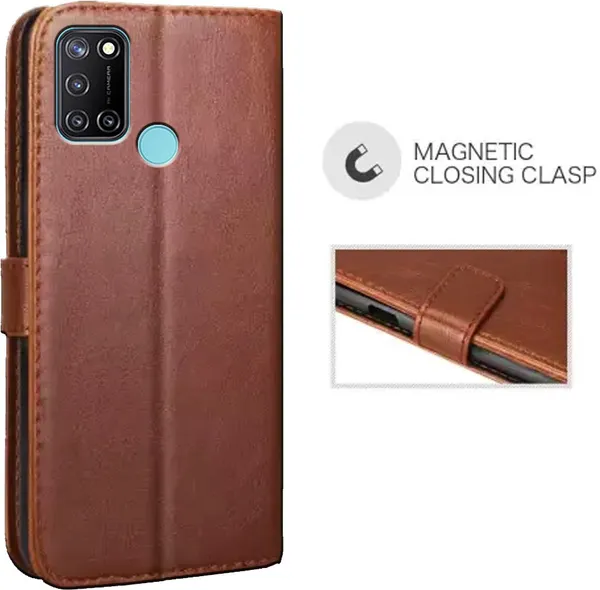 Brown_Leather_Realme_C17_Flip_Cover