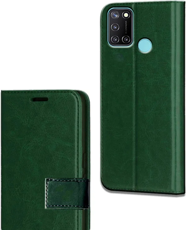 Green_Leather_Realme_C17_Flip_Cover