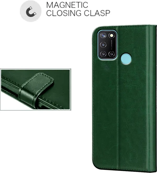Green_Leather_Realme_C17_Flip_Cover