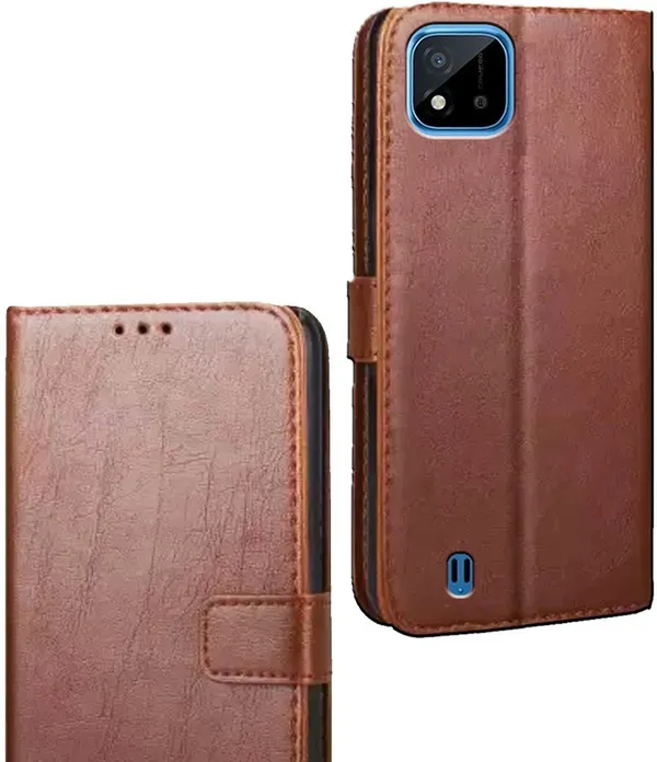 Brown_Artificial_Leather_Realme_C20_Flip_Cover