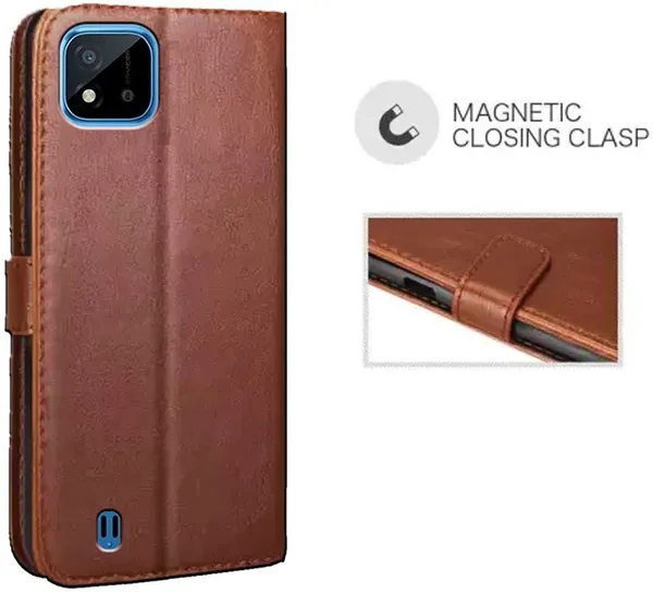 Brown_Artificial_Leather_Realme_C20_Flip_Cover