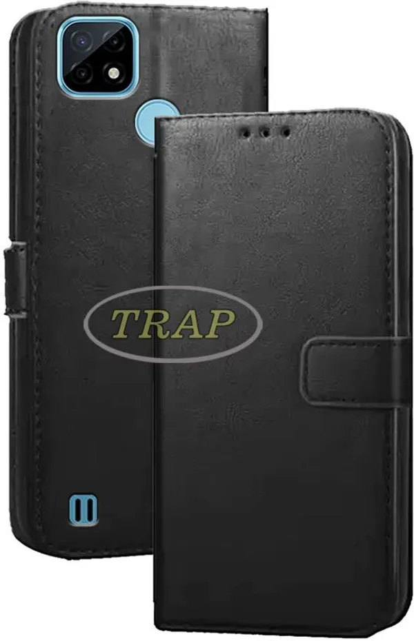 Black_Artificial_Leather_Realme_C21&Realme_C21Y_Flip_Cover
