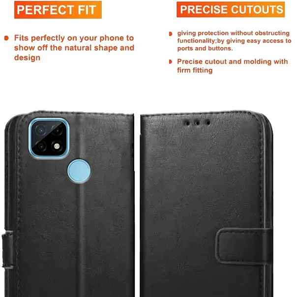 Black_Artificial_Leather_Realme_C21&Realme_C21Y_Flip_Cover
