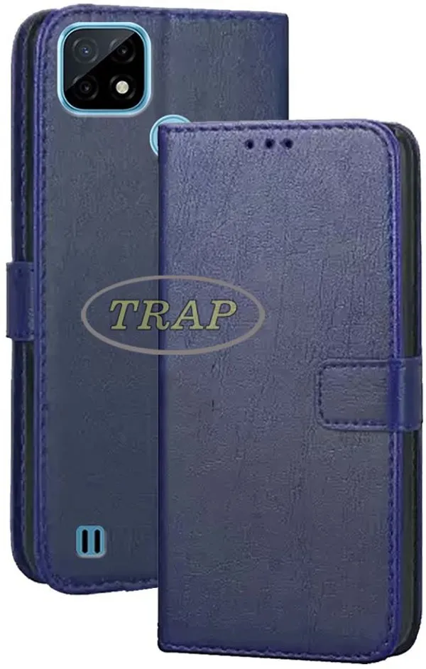 Blue_Artificial_Leather_Realme_C21&Realme_C21Y_Flip_Cover