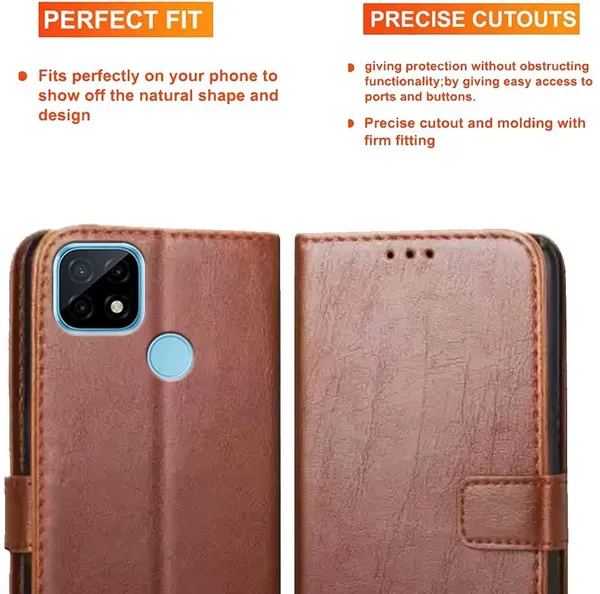Brown_Artificial_Leather_Realme_C21&Realme_C21Y_Flip_Cover