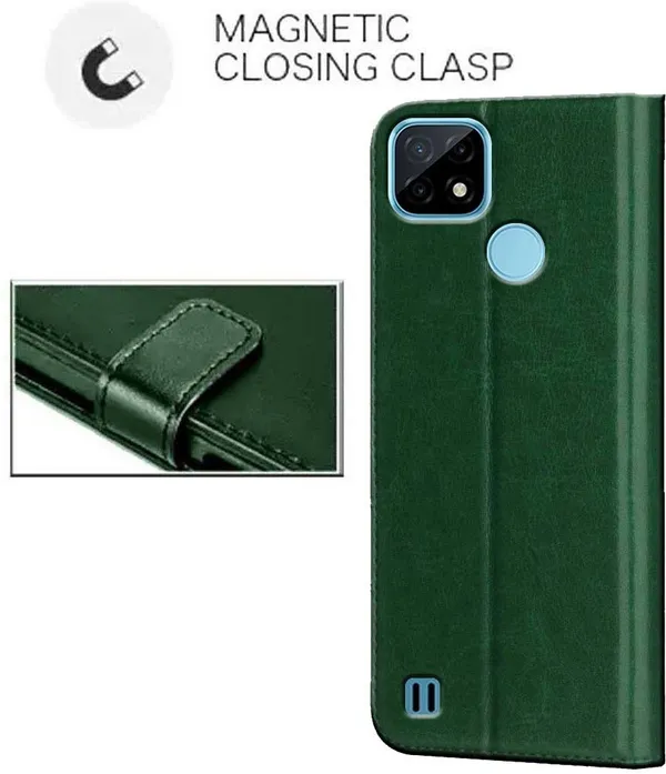 Green_Artificial_Leather_Realme_C21&Realme_C21Y_Flip_Cover