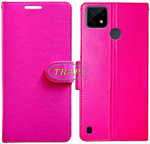 Pink_Artificial_Leather_Realme_C21_Back_Cover