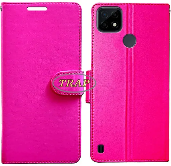 Pink_Artificial_Leather_Realme_C21Y_Back_Cover