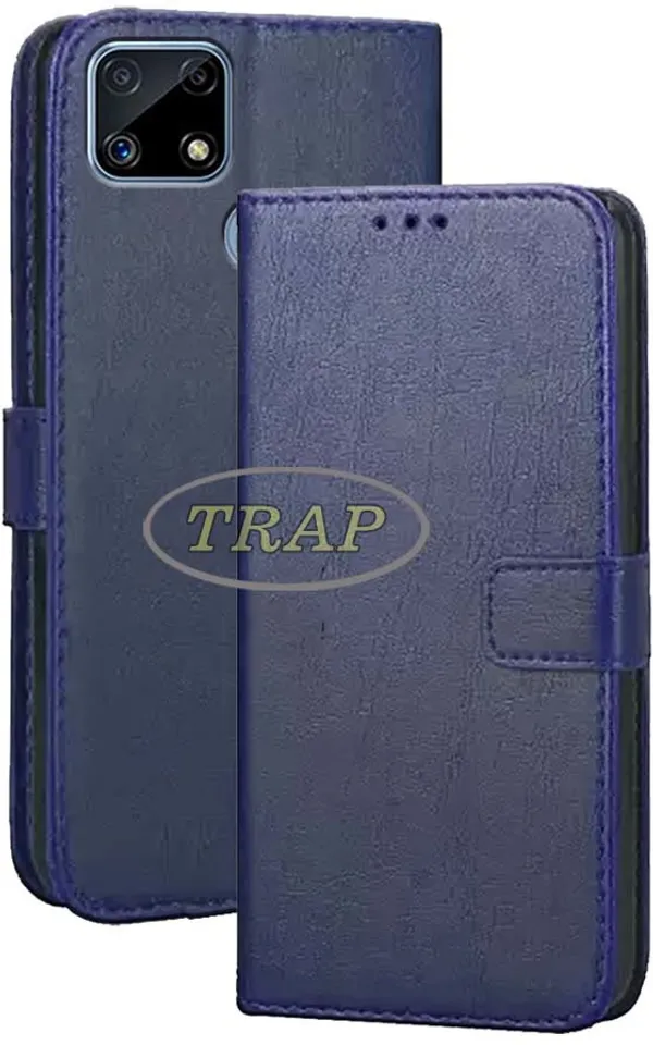 Blue_Artificial_Leather_Realme_C25_Flip_Cover