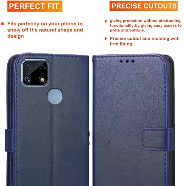 Blue_Artificial_Leather_Realme_C25_Flip_Cover