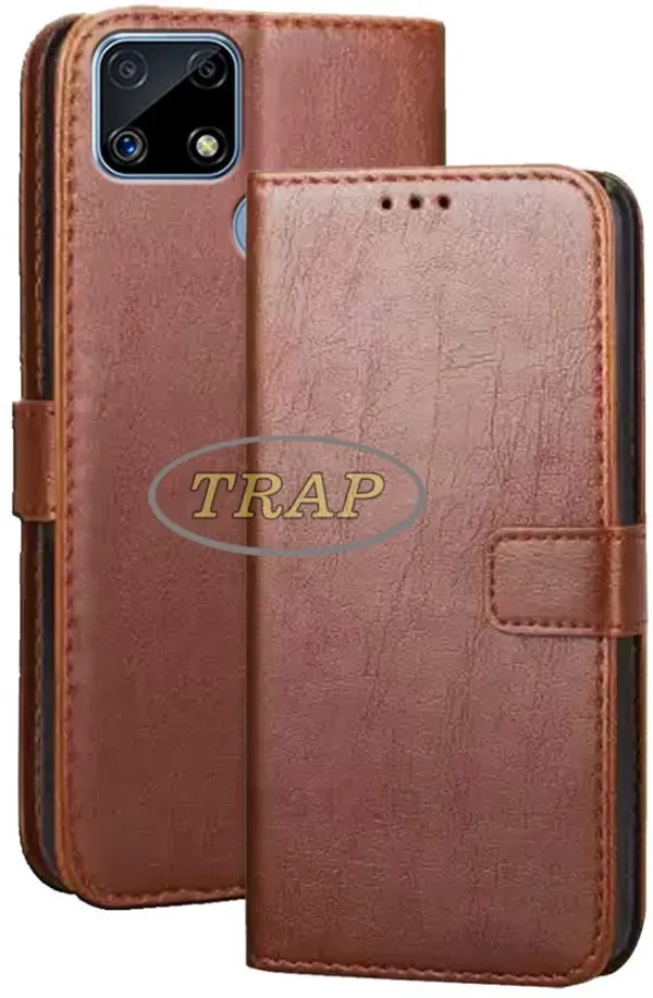 Brown_Artificial_Leather_Realme_C25_Flip_Cover