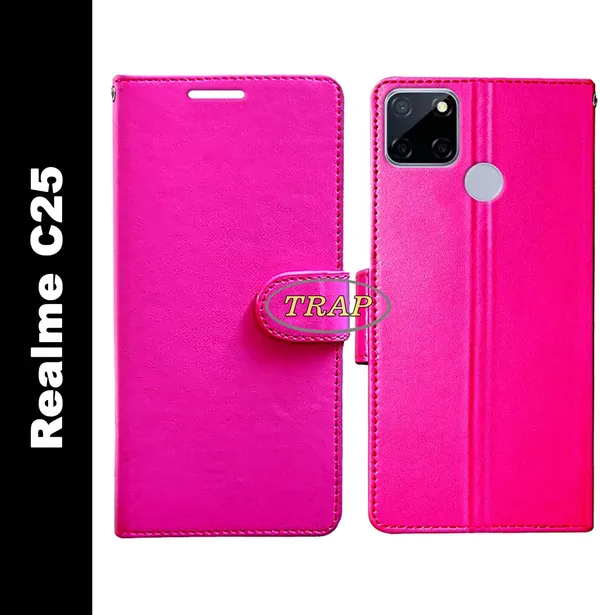 Pink_Artificial_Leather_Realme_C25_Back_Cover