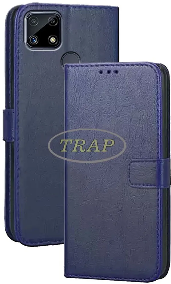 Blue_Artificial_Leather_Realme_C25S_Flip_Cover