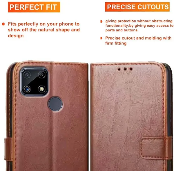 Brown_Artificial_Leather_Realme_C25S_Flip_Cover