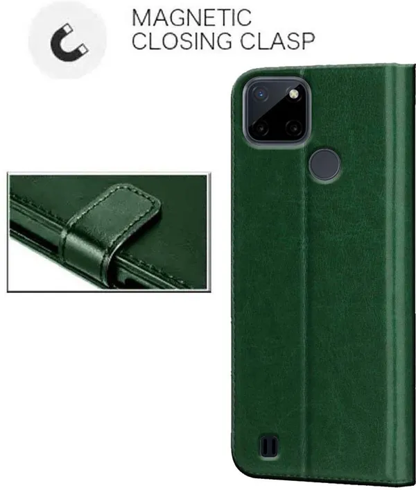 Green_Artificial_Leather_Realme_C25Y_Back_Cover