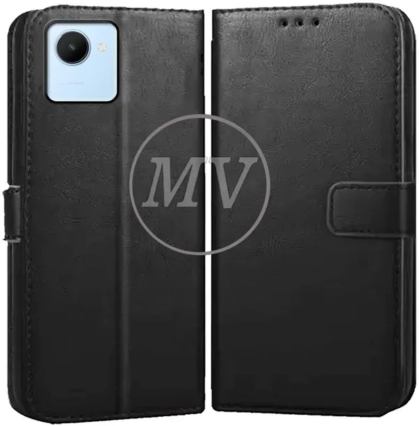 Black_Artificial_Leather_Realme_C30_Back_Cover