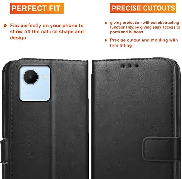 Black_Artificial_Leather_Realme_C30_Back_Cover